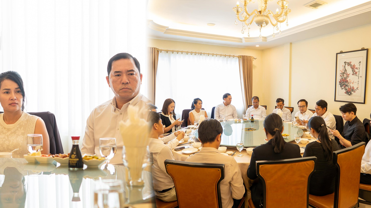 ឧកញ៉ាបណ្ឌិត គីម ហ៊ាង និងជំទាវឧកញ៉ា គង់ សំណាង ជួបពិសារអាហារសាមគ្គីជាមួយថ្នាក់ដឹកនាំក្រុមហ៊ុនធានាទិញ-លក់មូលបត្រចំនួន ៩ នៅកម្ពុជា